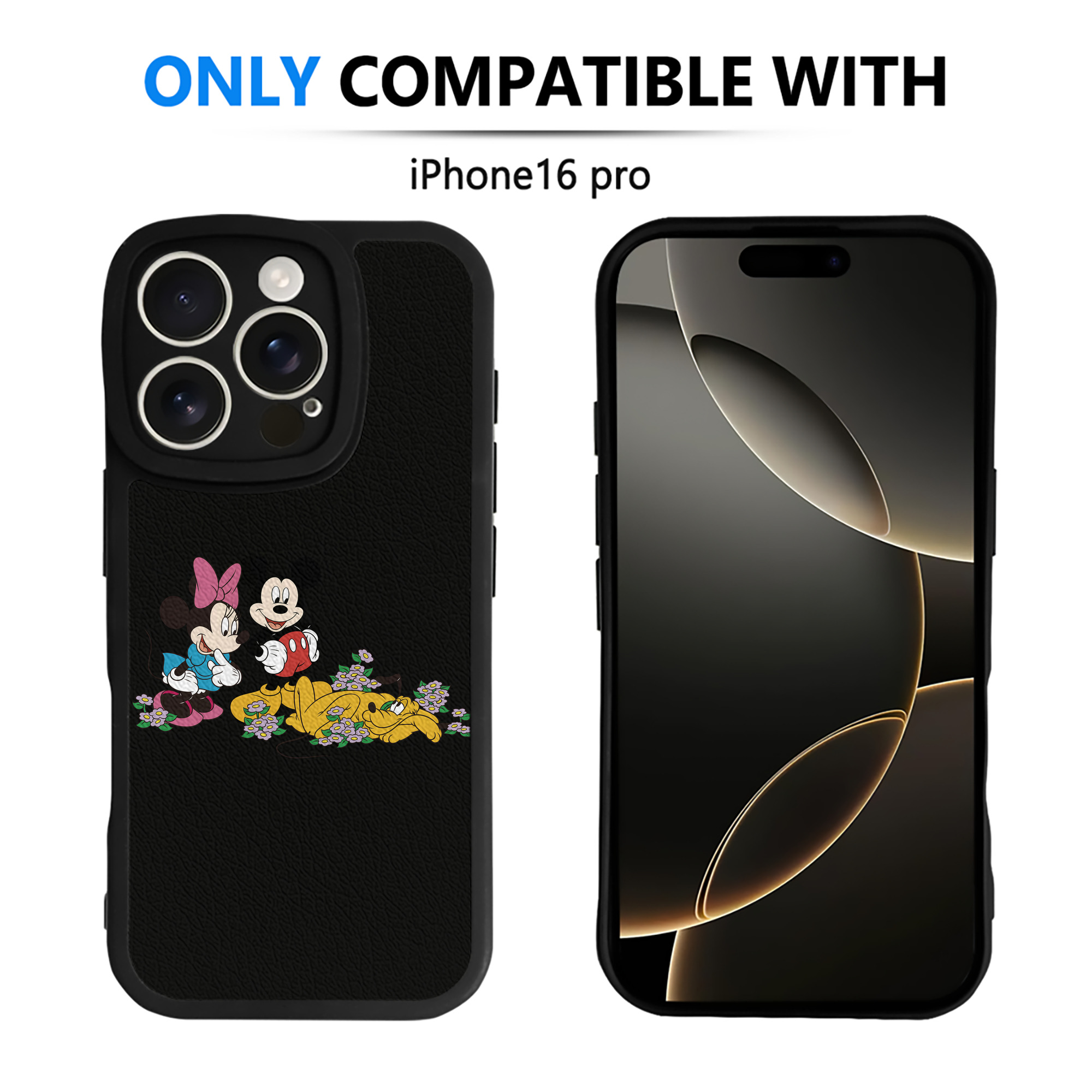 （画像用） ミッキーマウス Mickey Mouse 【iPhone 16シリーズ対応】シリコンスマホケース（レザー調） 材質：シリコン